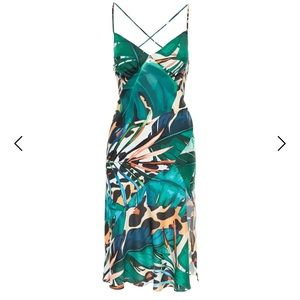 Wolf And Badger’Roserry Amazon Satin Midi Printed Dress